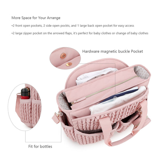 pink polyester diaper handbag bag,women,detail
