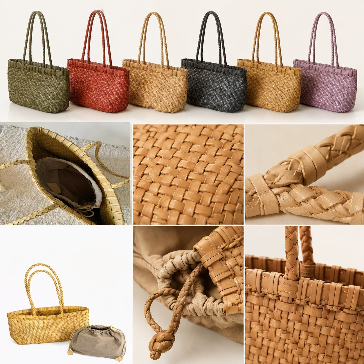 fanlosn primary color woven leather basket bag,women,color display