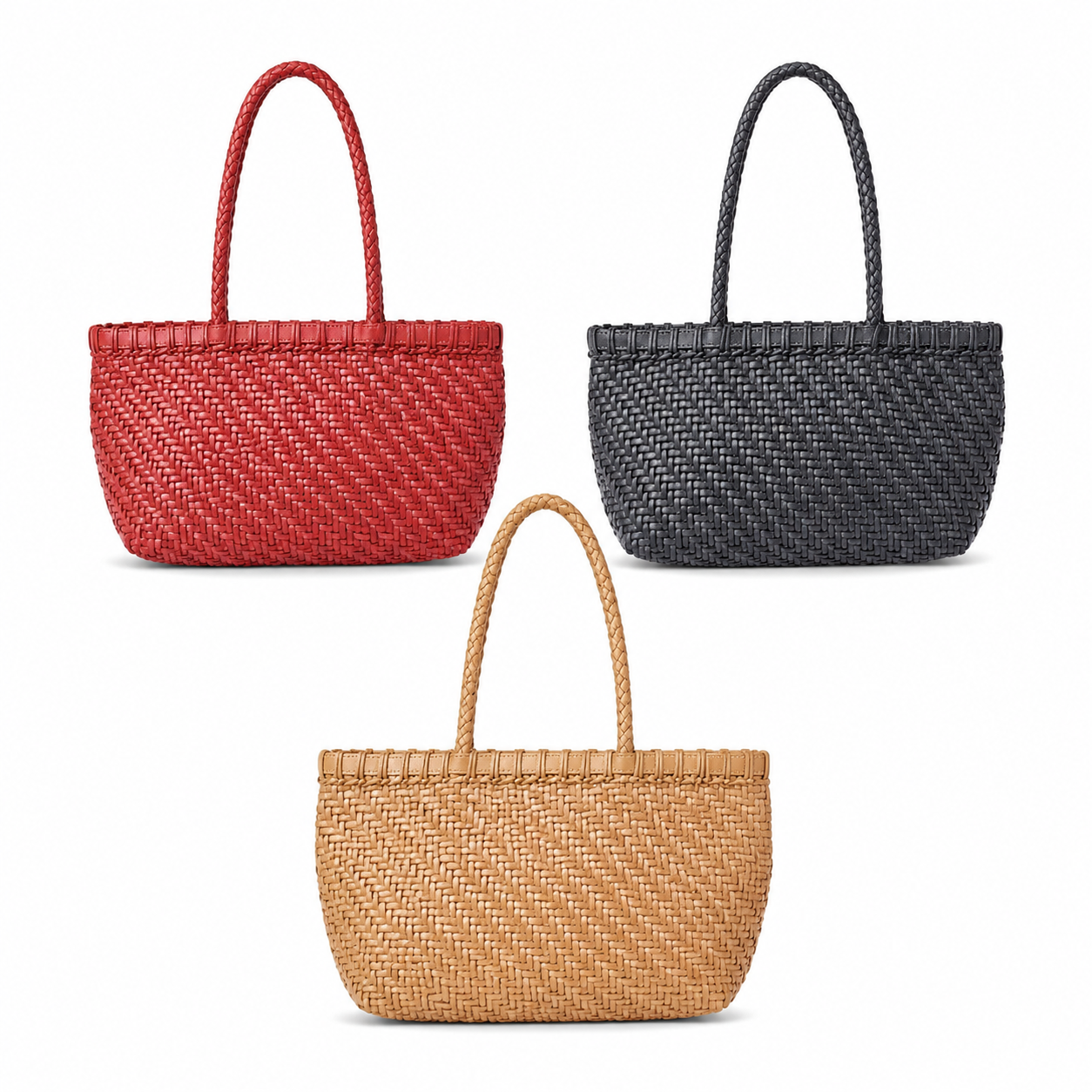 fanlosn primary color woven leather basket bag,women,color display 03