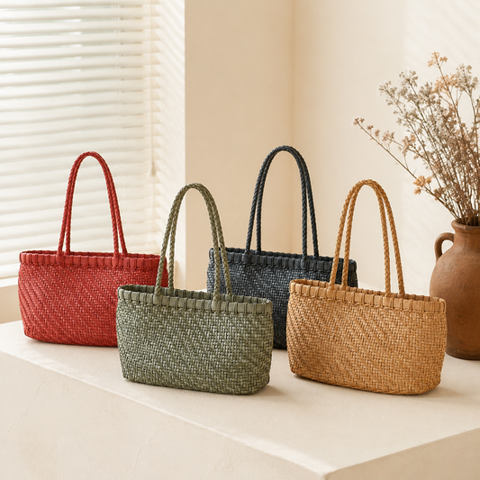 fanlosn primary color woven leather basket bag,women,color display