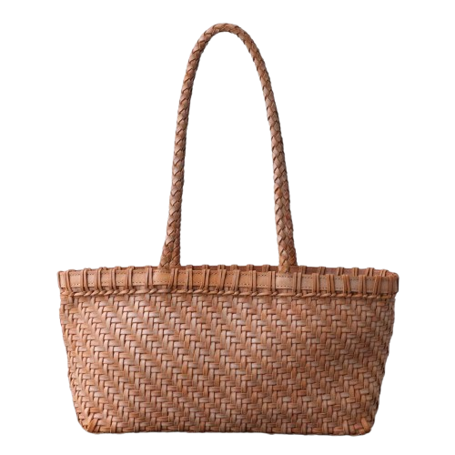 fanlosn primary color woven leather basket bag,women,front