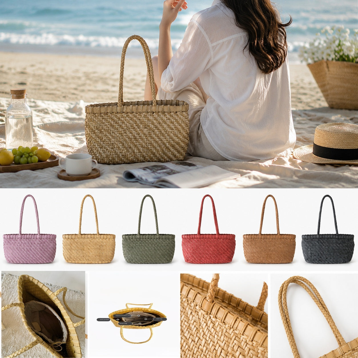 fanlosn primary color woven leather basket bag,women,lifestyle