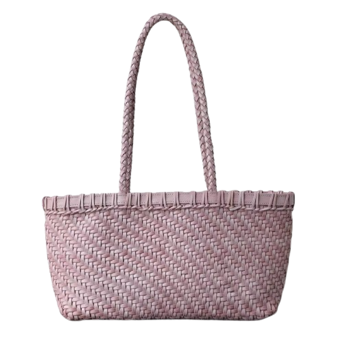 fanlosn purple woven leather basket bag,women,front