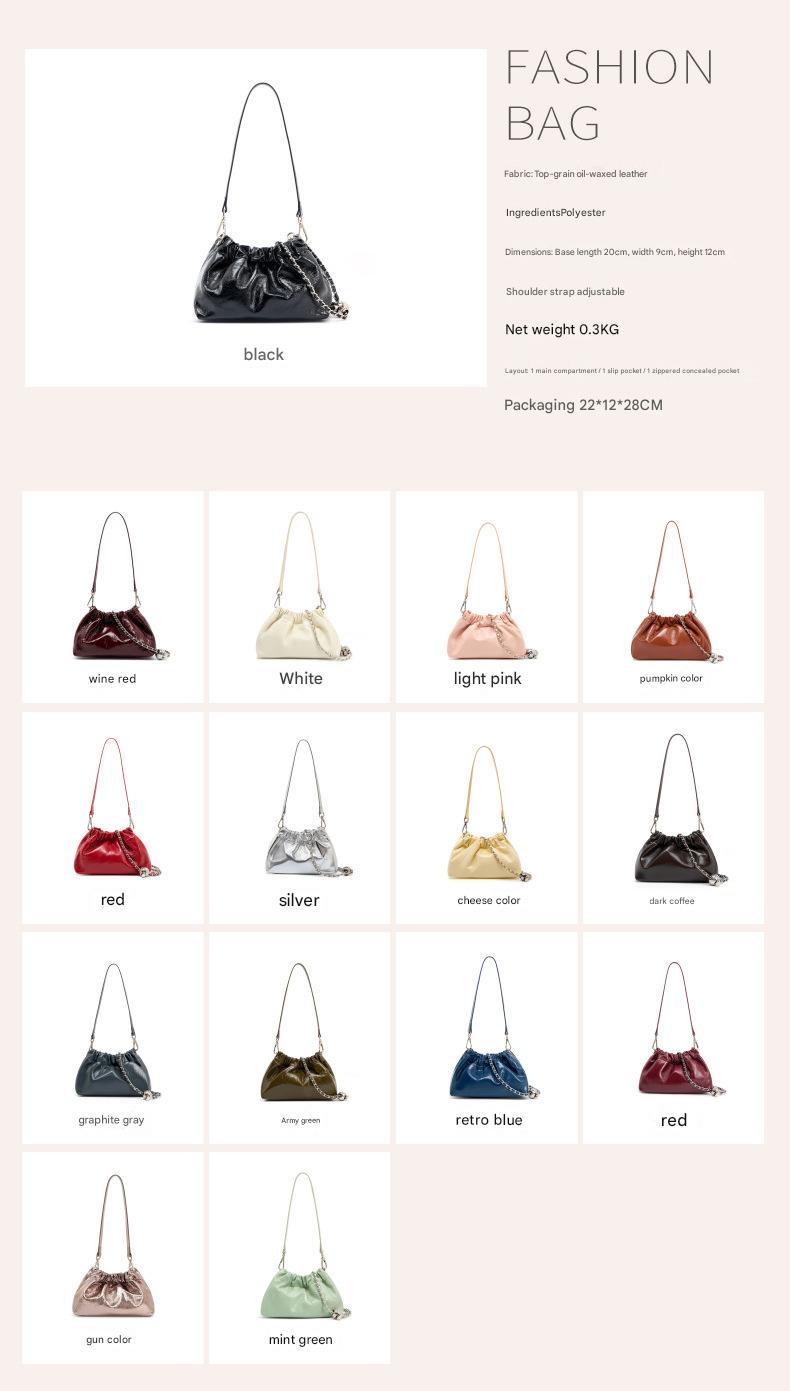 black fanlosn oil wax leather cloud bag women,custom,color display