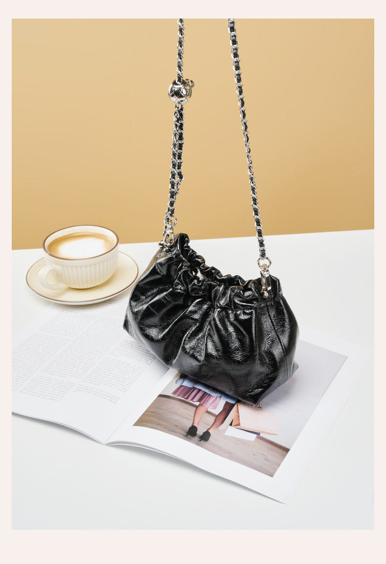 black fanlosn oil wax leather cloud bag women,custom,front 02