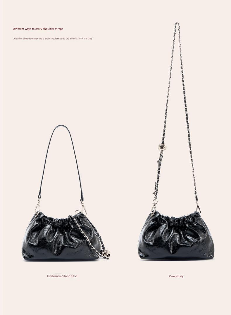 black fanlosn oil wax leather cloud bag women,custom,front 03