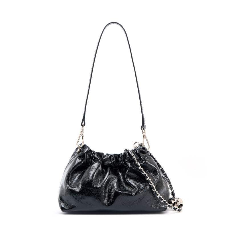 black fanlosn oil wax leather cloud bag women,custom,front 04