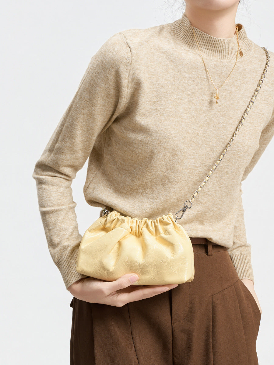 cheese color fanlosn oil wax leather cloud bag women,custom,model display