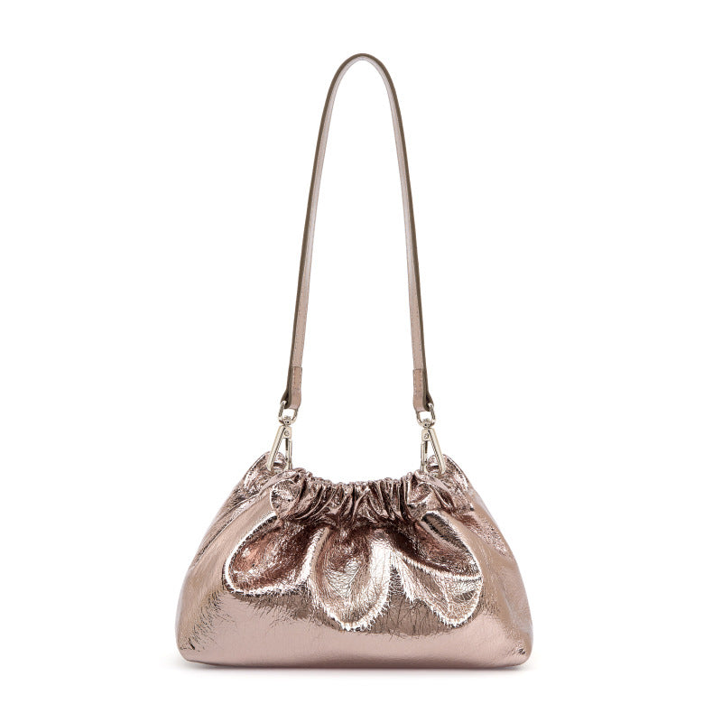 gun color fanlosn oil wax leather cloud bag women,custom,front
