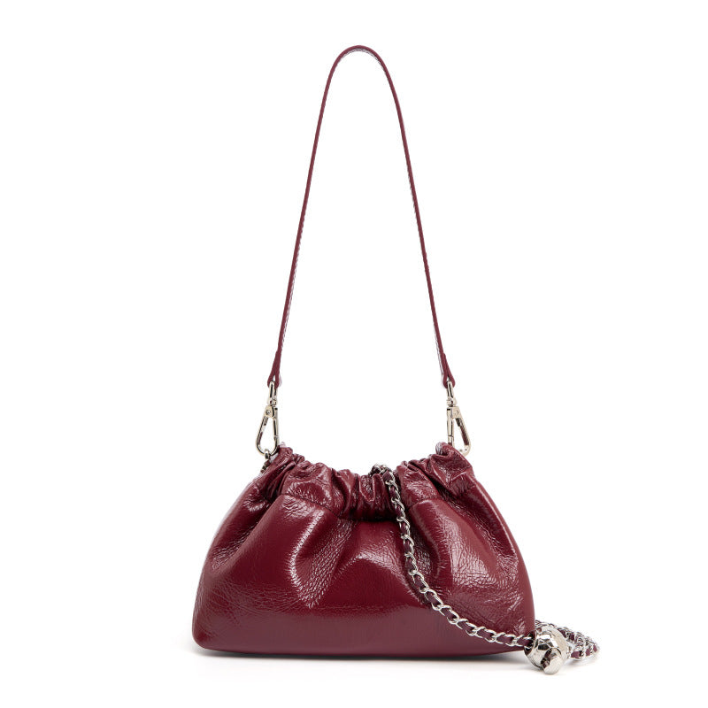 vermilion fanlosn oil wax leather cloud bag women,custom,front