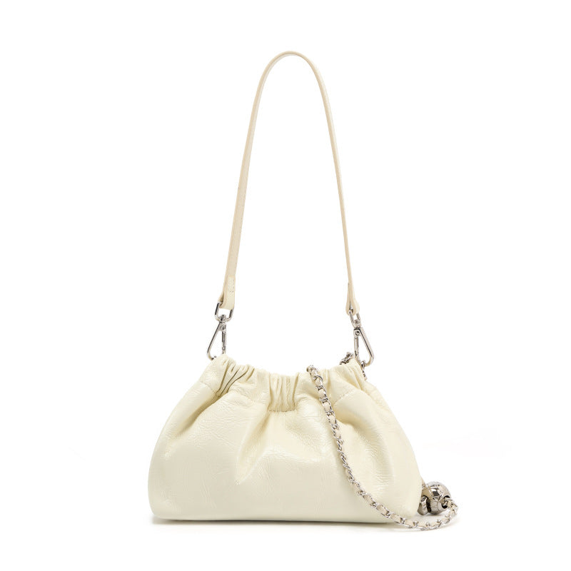 white fanlosn oil wax leather cloud bag women,custom,front