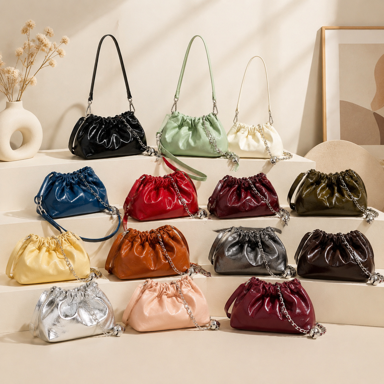 fanlosn oil wax leather cloud bag women,color display