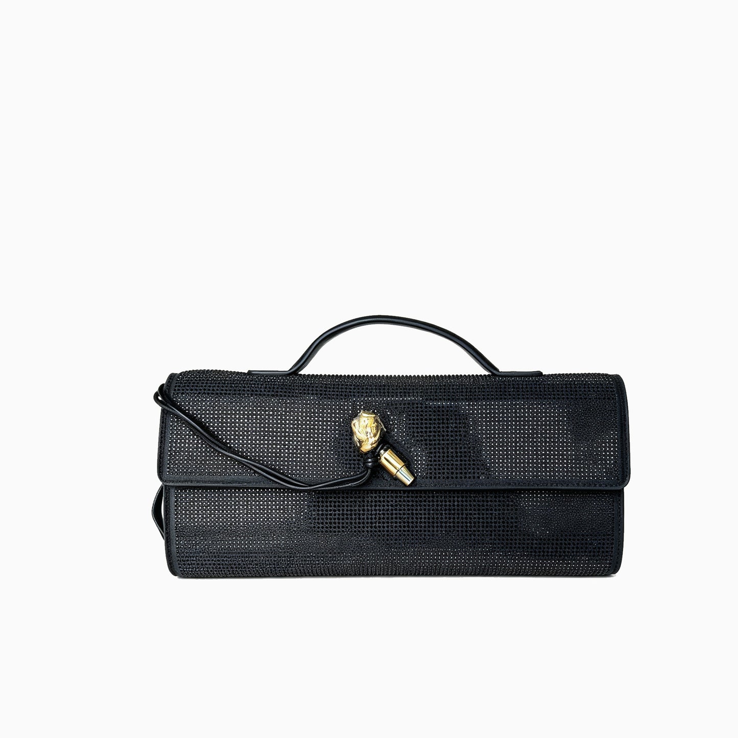 black fanlosn rhinestone clutch evening bag,women,front
