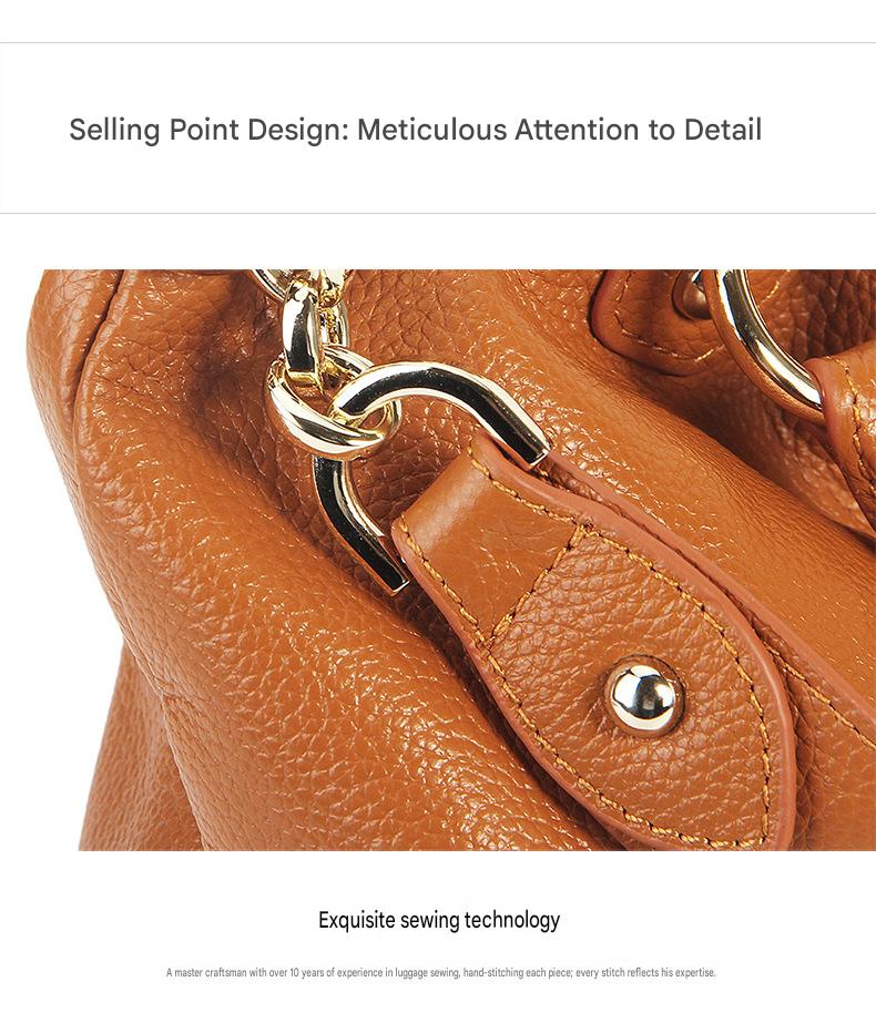 fanlosn yellow ochre leather crossbody handbag,women,detail
