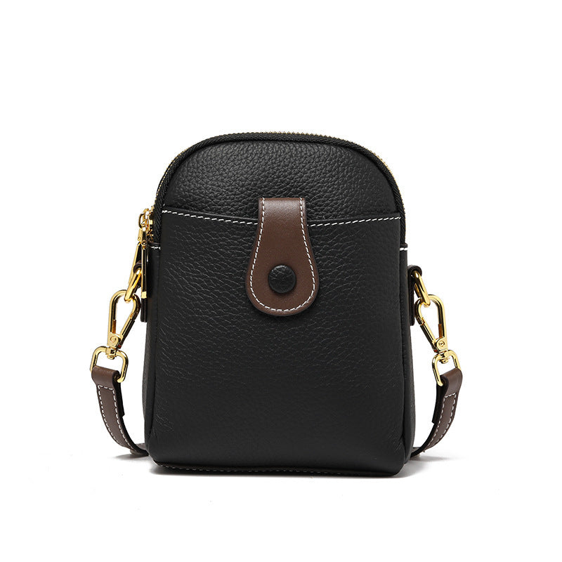 fanlosn black leather crossbody phone bag,women,front 02