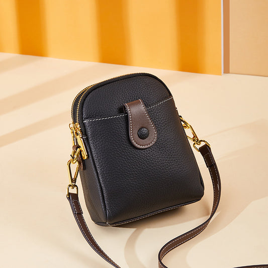 fanlosn  leather black phone crossbody bag,women,front