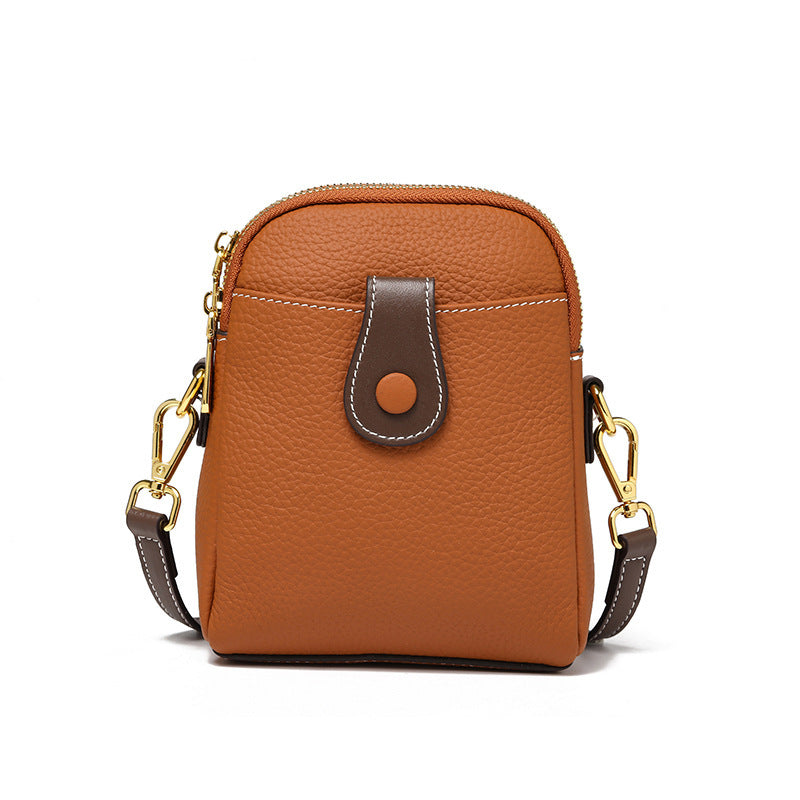 fanlosn caramel leather crossbody phone bag,women,front