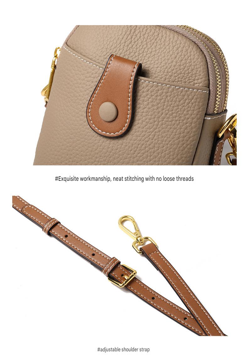 fanlosn khaki leather crossbody phone bag,women,detail