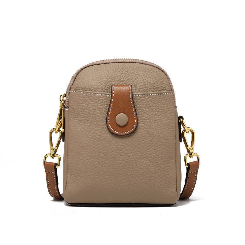 fanlosn khaki leather crossbody phone bag,women,front 02