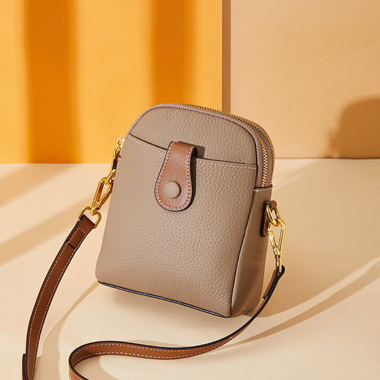 fanlosn khaki leather crossbody phone bag,women,front