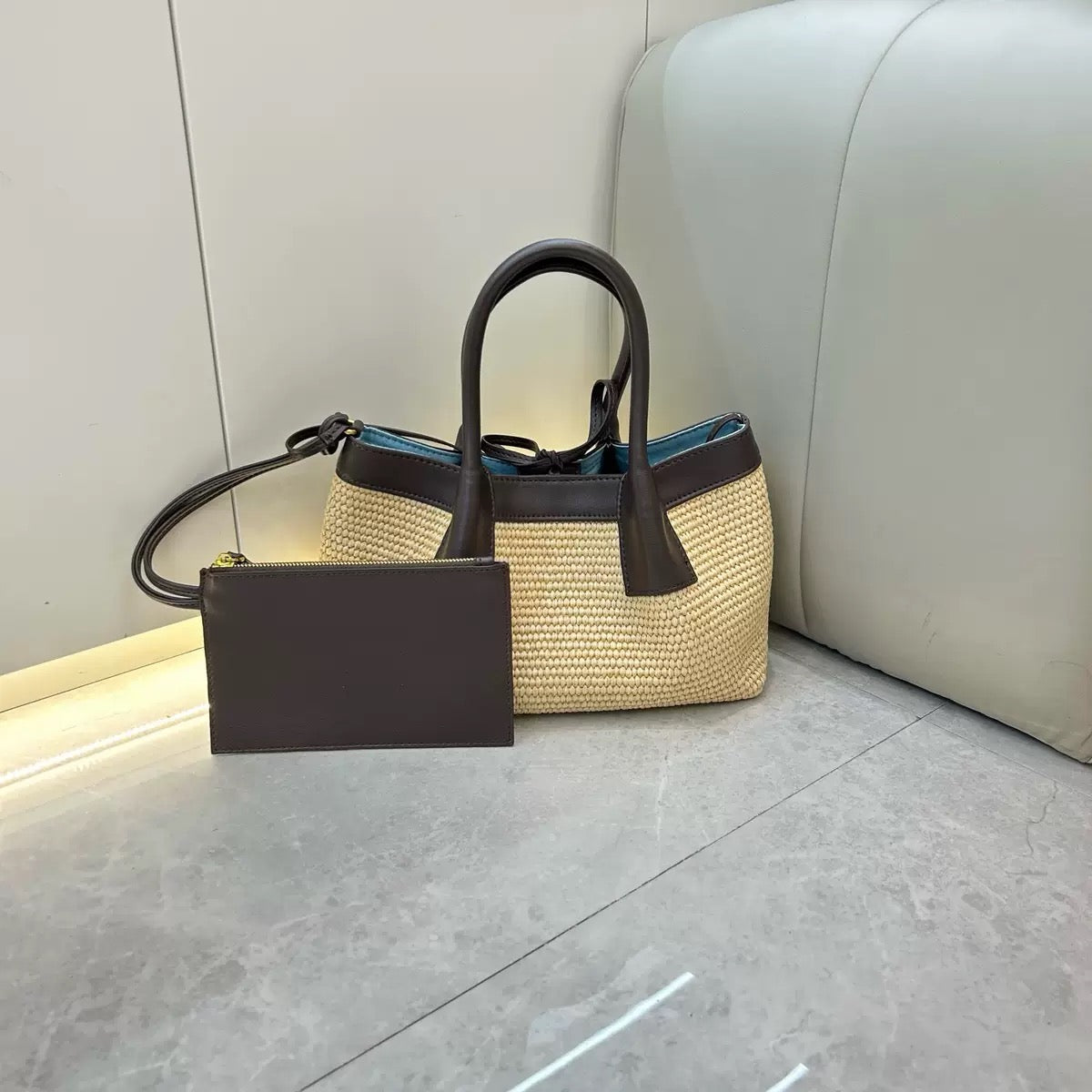 coffee raffia crossbody purses,women,front 02