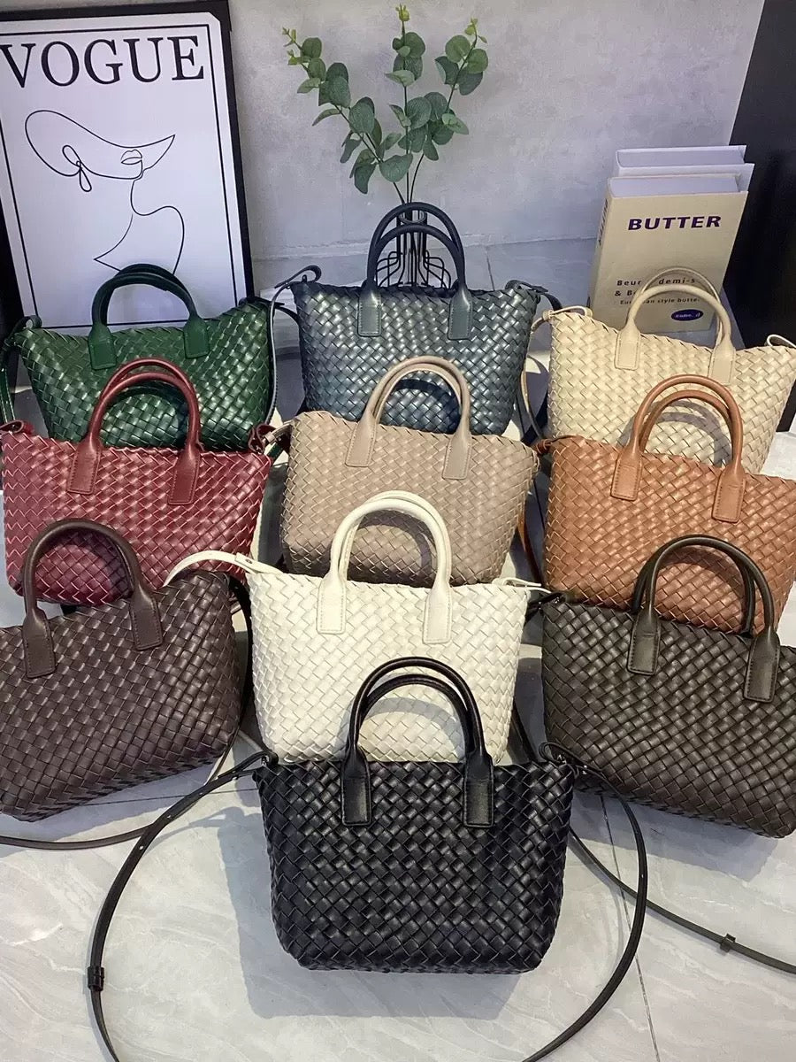 fanlosn woven leather handbag,women,color display