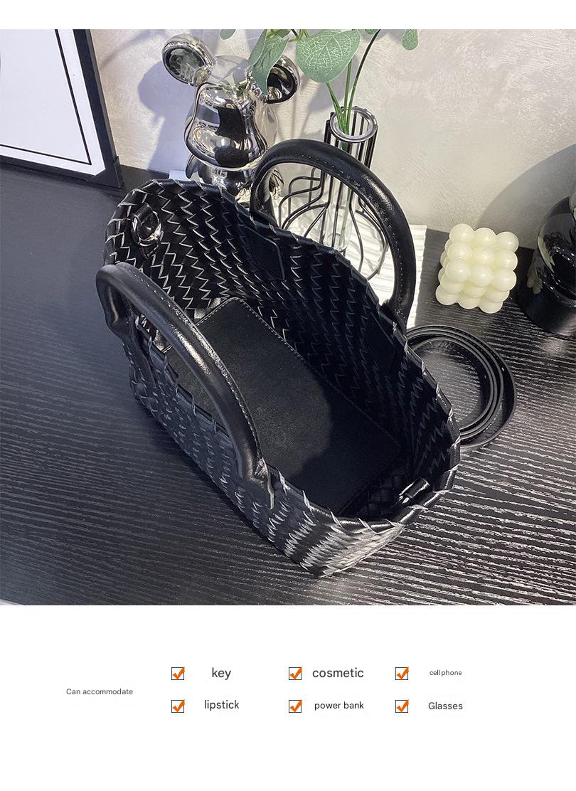 black fanlosn woven leather handbag,women,inner