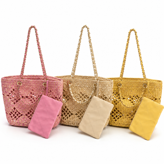 yellow raffia hollow handbags,women,color display
