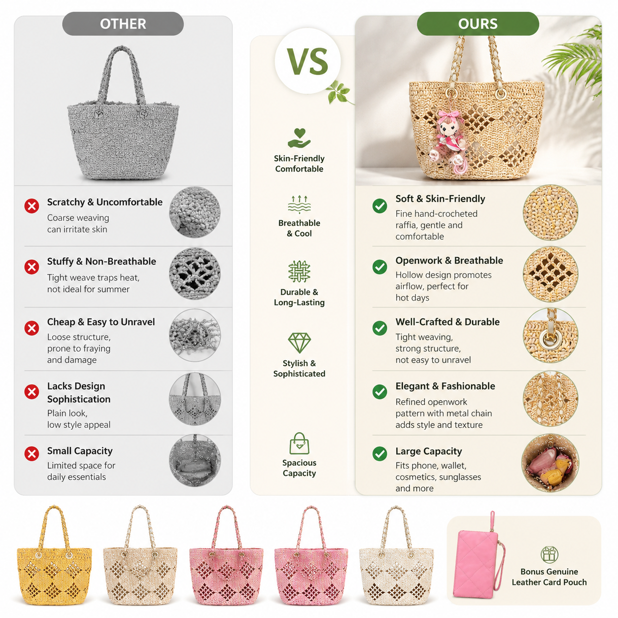yellow raffia hollow handbags,women,detail