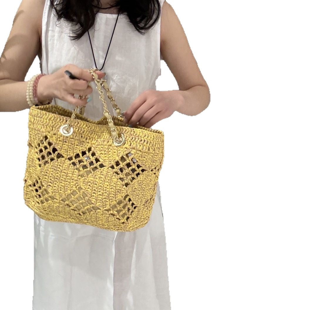 Hollow Shoulder Raffia Bag - Women's Woven Straw Bag | Fanlosn