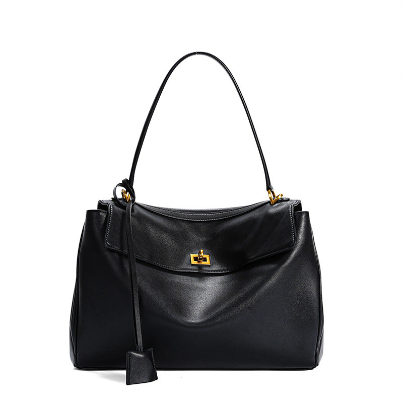 black gold buckle leather big size handbags,women,front