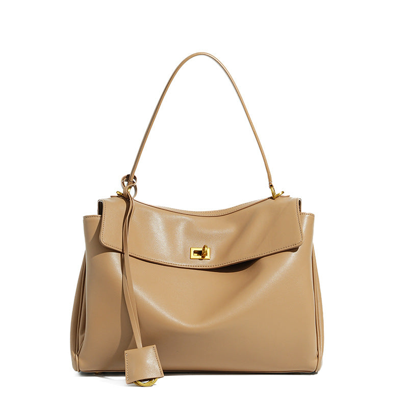 milk tea color leather big size handbags,women,front