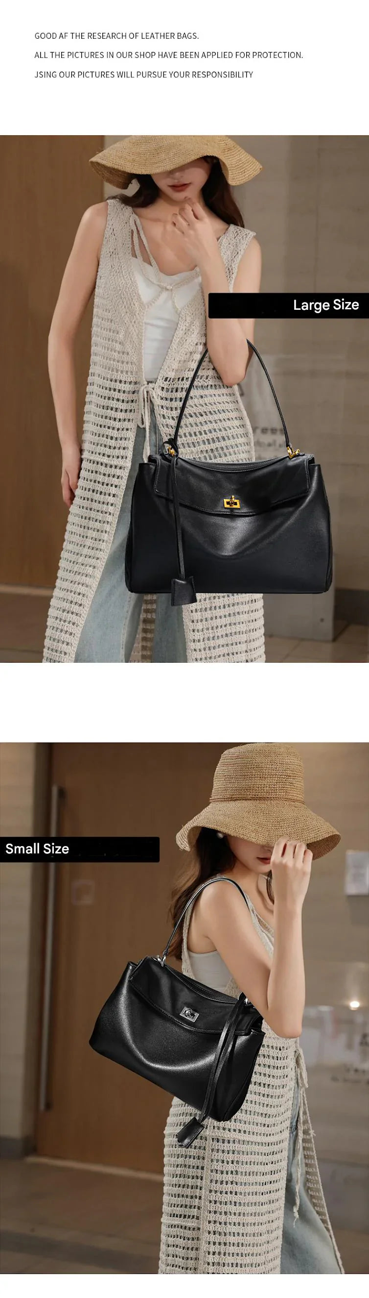 black leather handbags,women,model display 03
