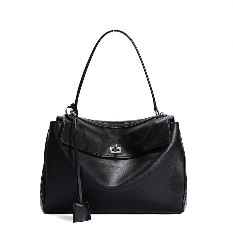 black leather silver buckle small size handbags,women,front