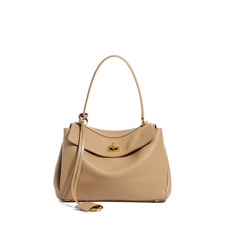 milk tea color leather small size handbags,women,front