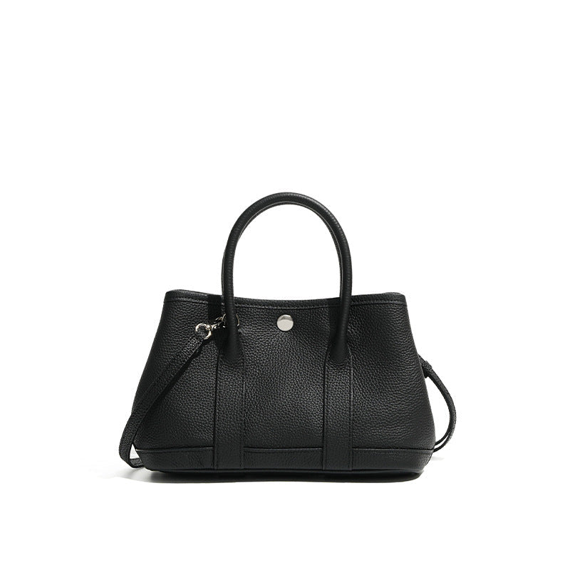 black leather mini garden bag,women,front