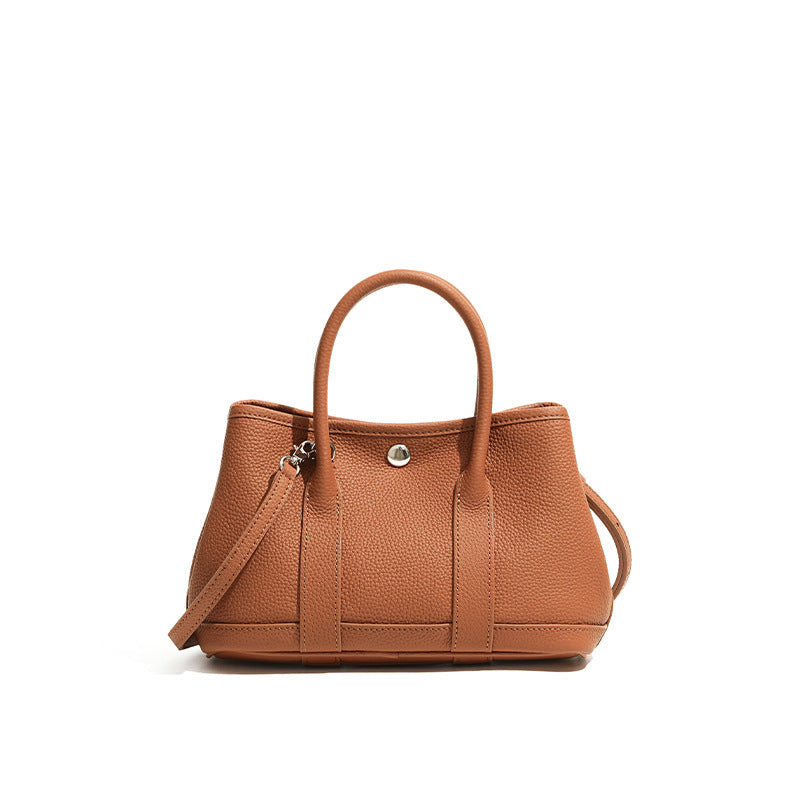 brown leather mini garden bag,women,front
