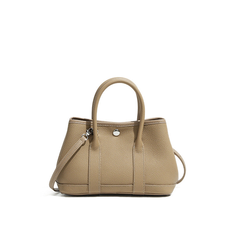 gray leather mini garden bag,women,front