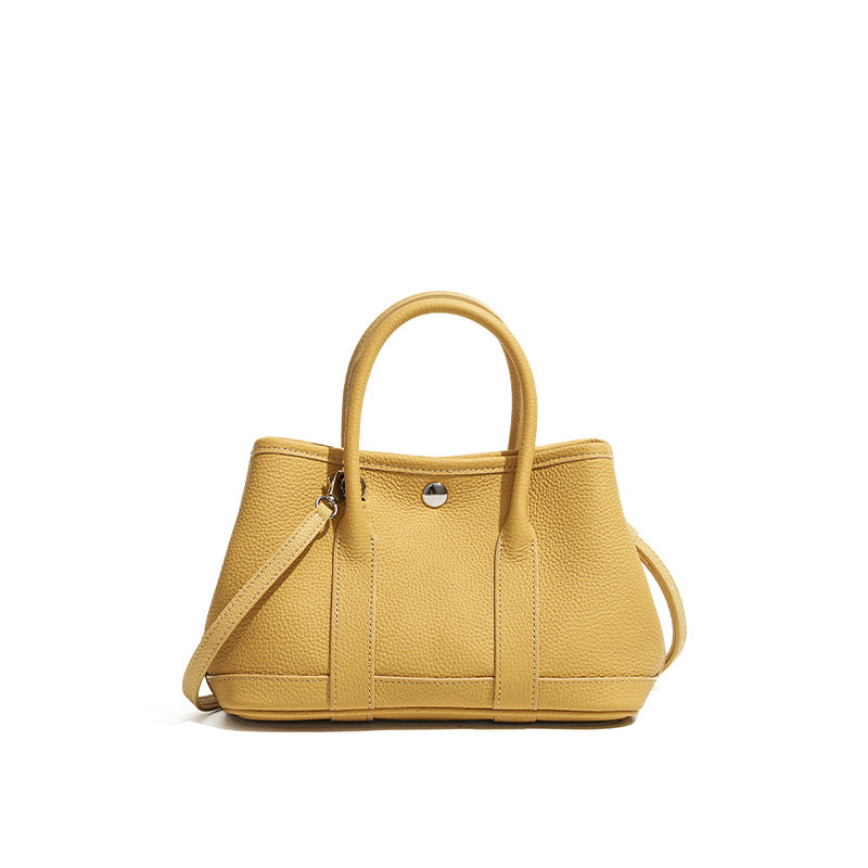yellow leather mini garden bag,women,front