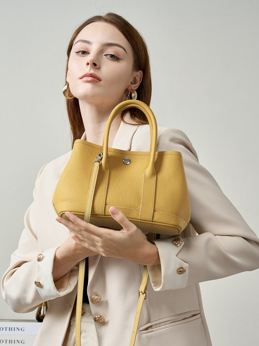 yellow leather mini garden bag,women,model display