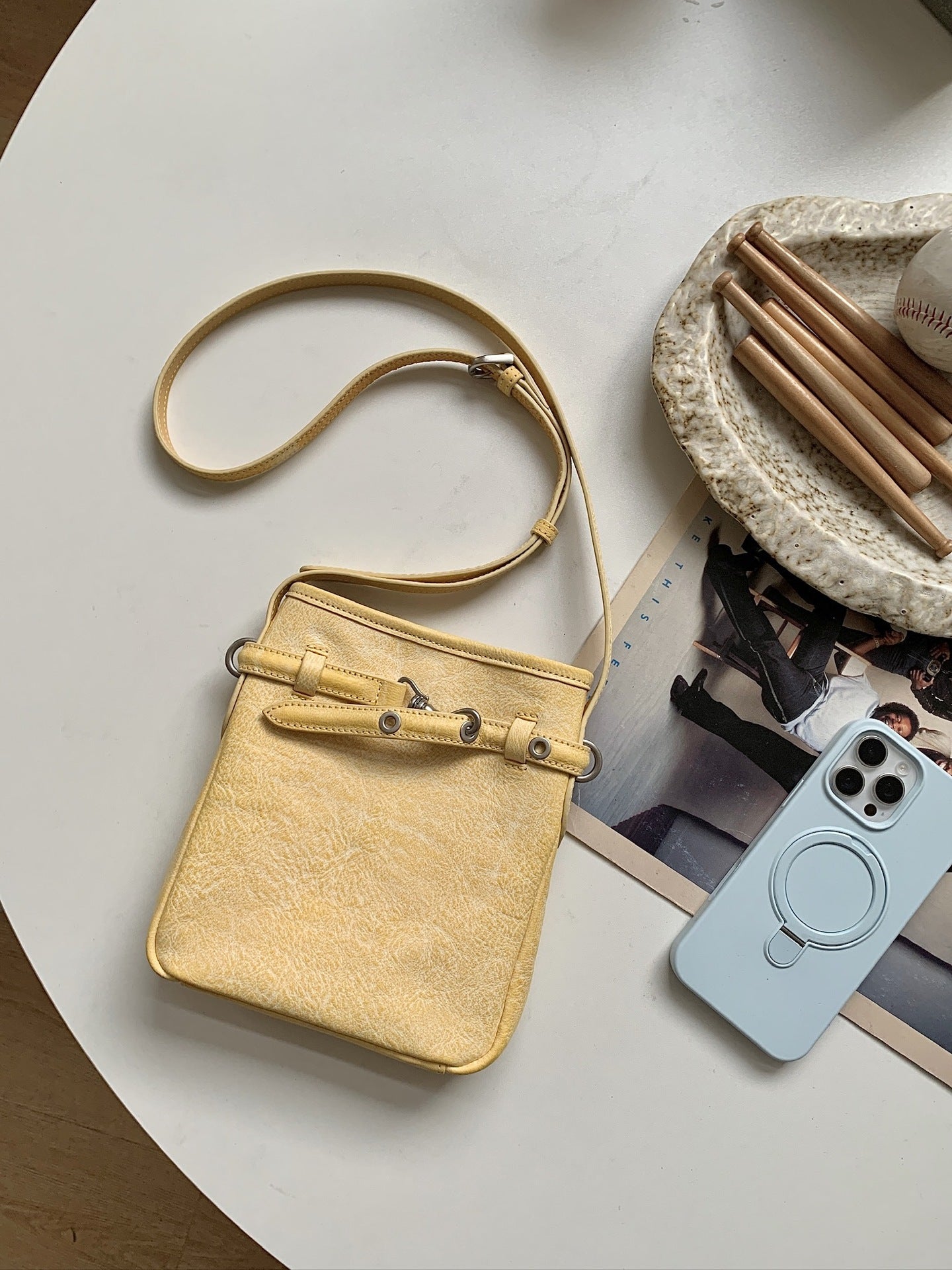 fanlosn yellow leather phone purse crossbody,women,front