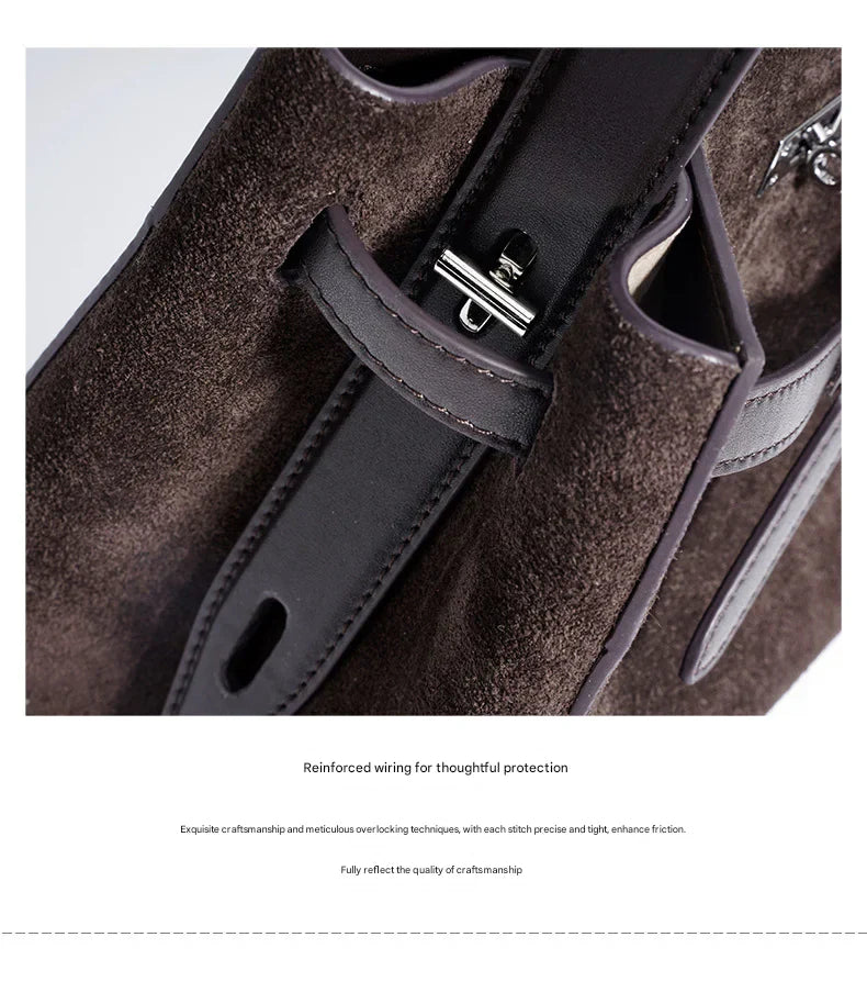 coffee suede leather purses and handbags,women,detail 03