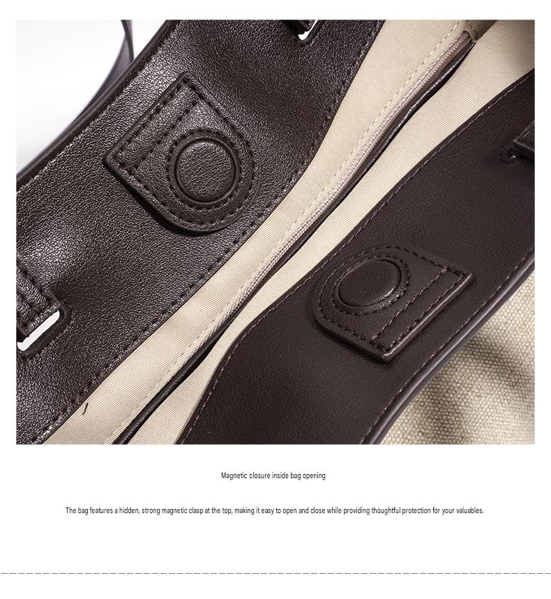 fanlosn coffee linen and leather shoulder bag,women,detail