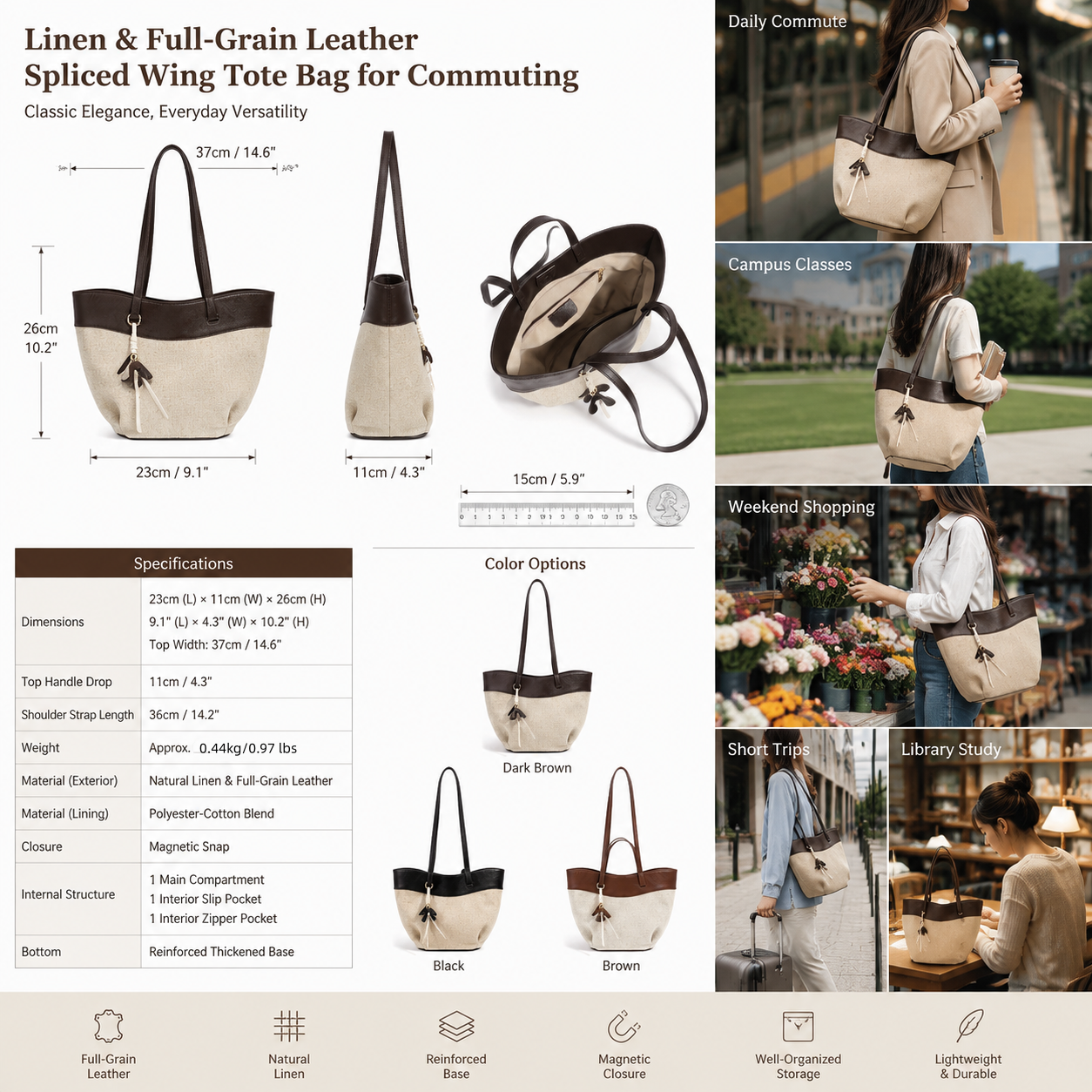fanlosn coffee linen and leather shoulder bag,women,lifestyle 02