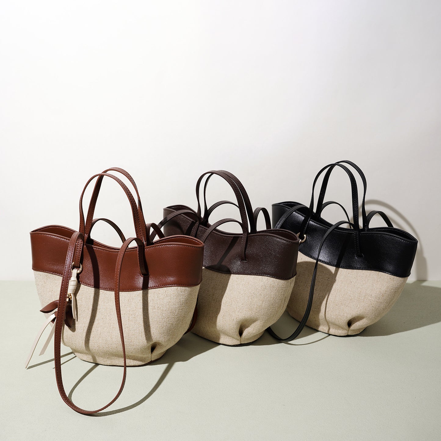 fanlosn small size brown linen and leather shoulder bag,women,color display