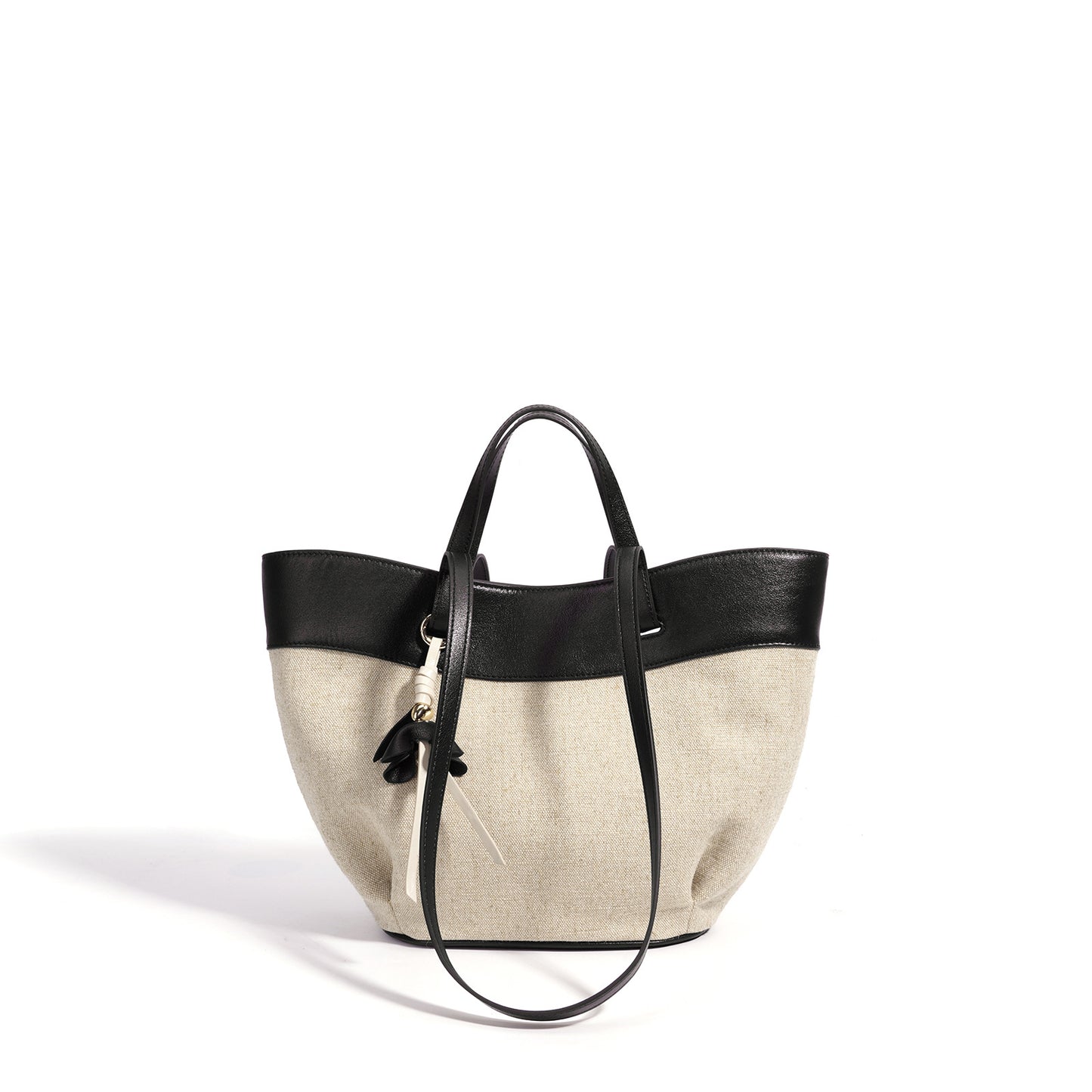 fanlosn black linen shoulder bag,women,front