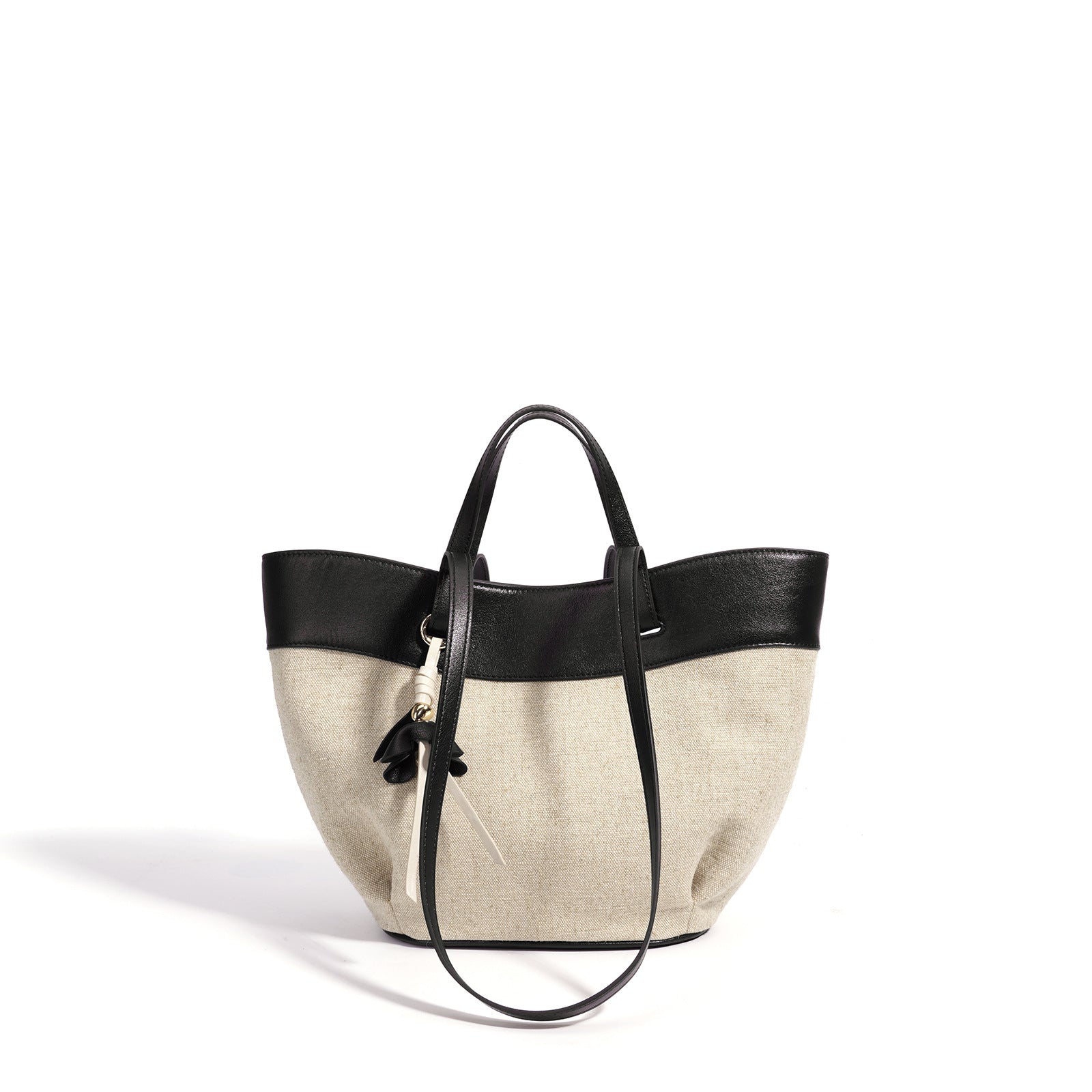 fanlosn black linen shoulder bag,women,front