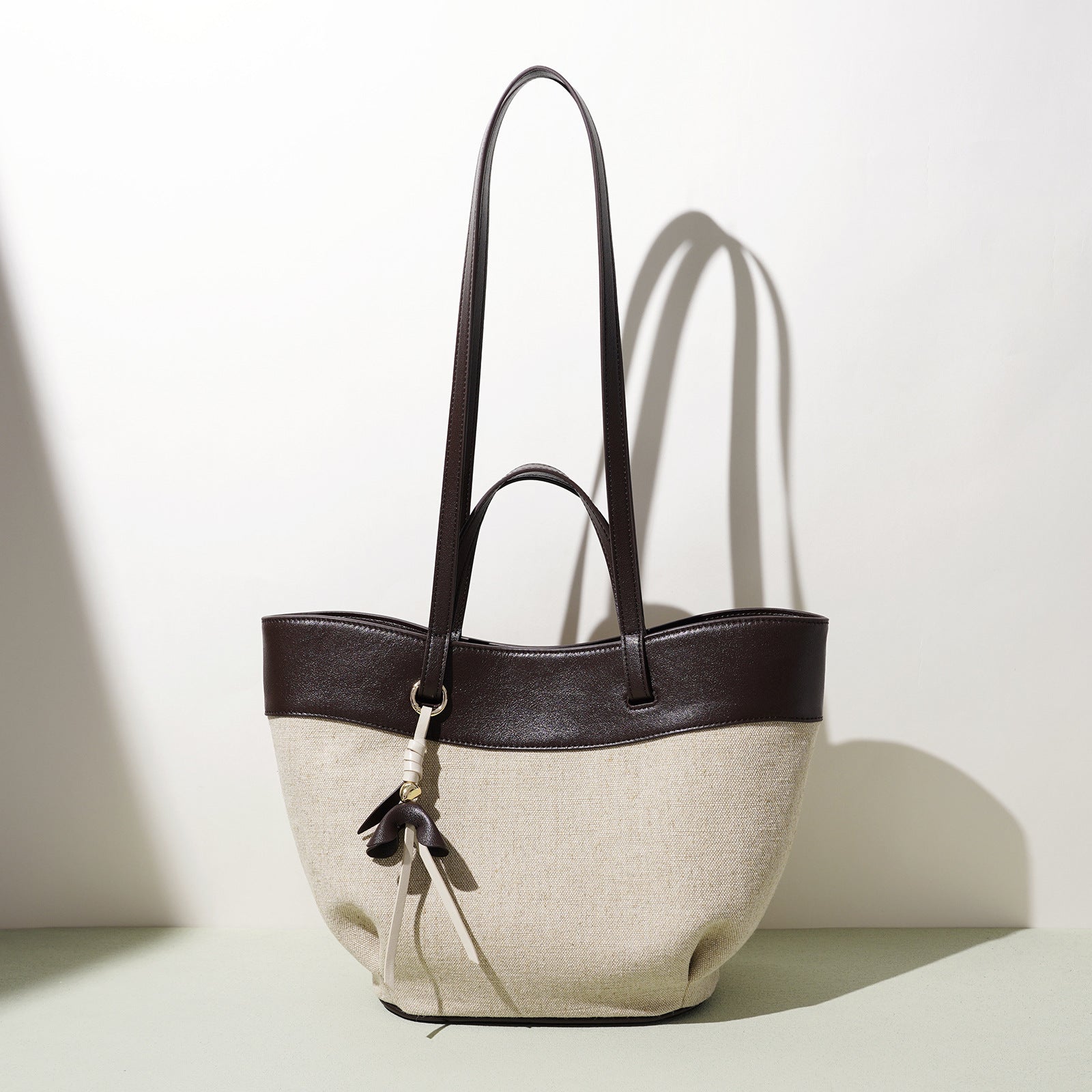 fanlosn coffee linen shoulder bag,women,front