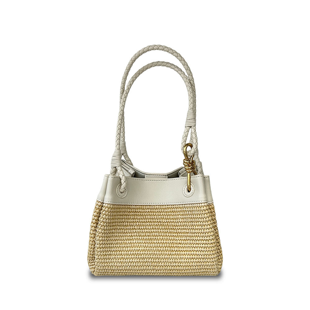 white raffia shoulder bag,women,front