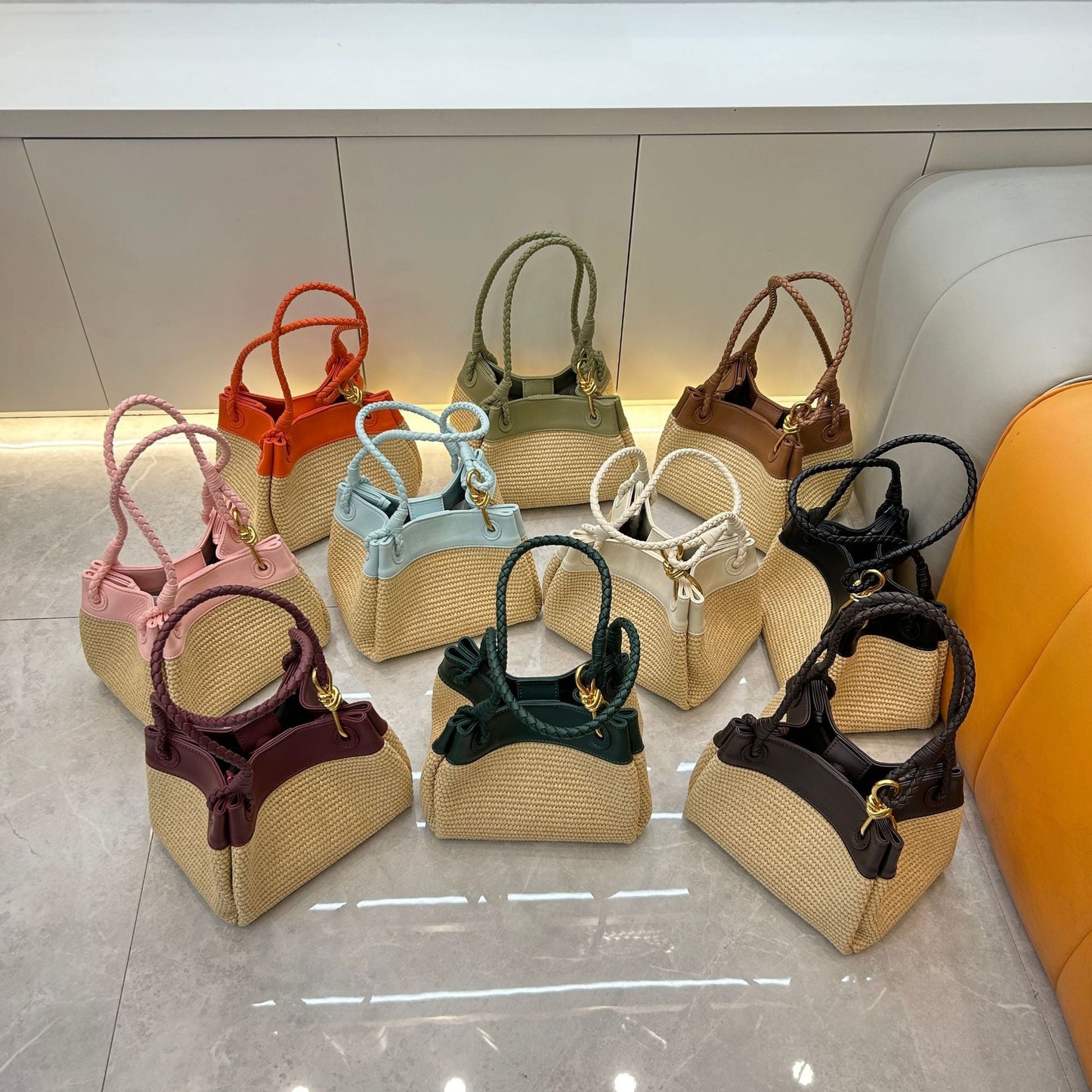 raffia shoulder bag,women,color display
